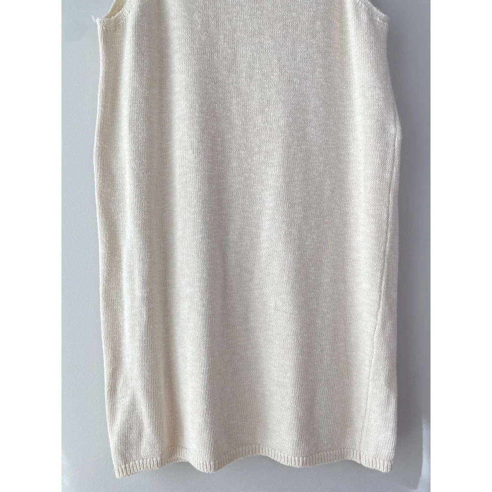 Free People Beach Nina Mini Dress L Cream Tank Sweater Knit Cotton Linen Coastal